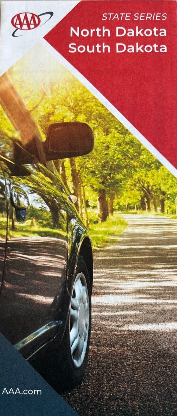 New AAA NORTH DAKOTA - SOUTH DAKOTA STATE ROAD MAP  Highway  ND/SD   LATEST 2024