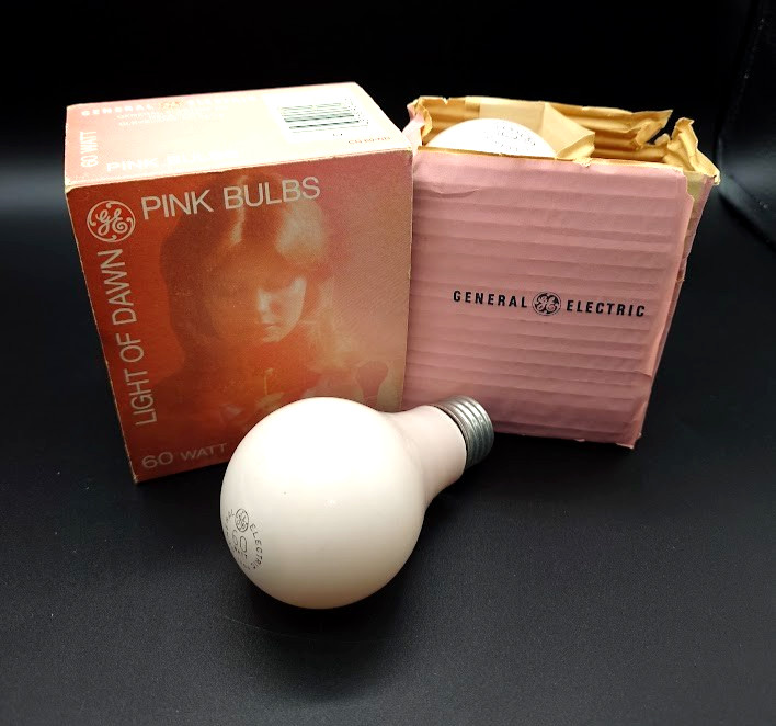 Vintage GE Pink Light Bulbs 60W Incandescent 2 Pack Tested General Electric