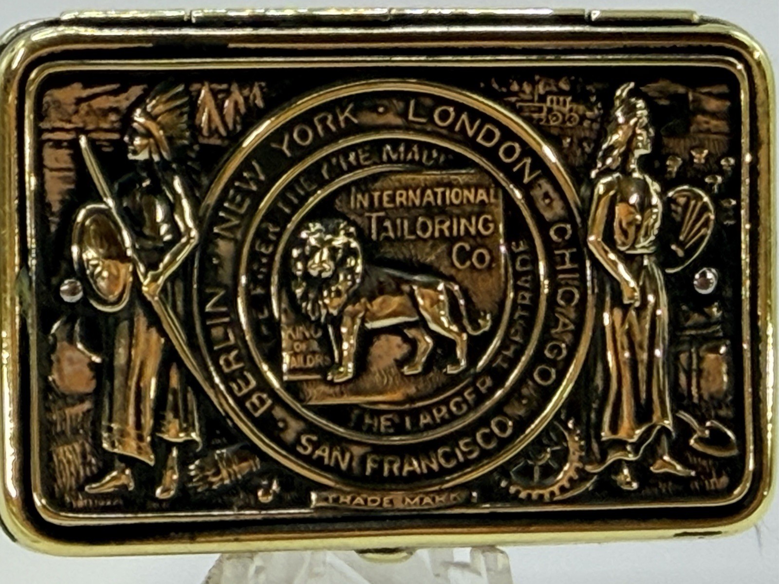 RARE ANTIQUE AUTHENTIC 1904 INTERNATIONAL TAILORING CO. ADVERTISING MATCH BOX NR