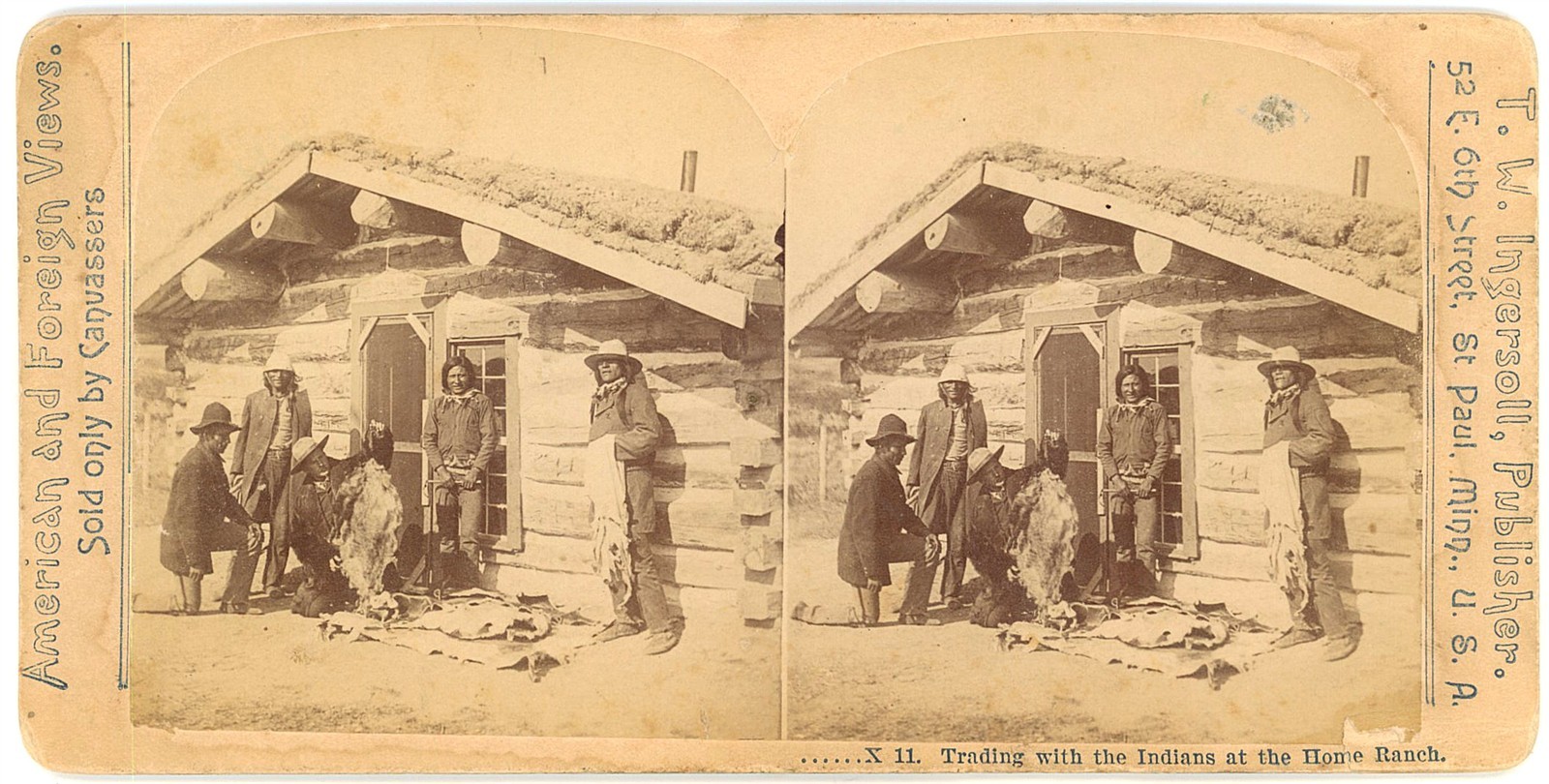 ALASKA STEREOVIEW - Trading with Indians at Home Ranch - TW Ingersoll 1890s