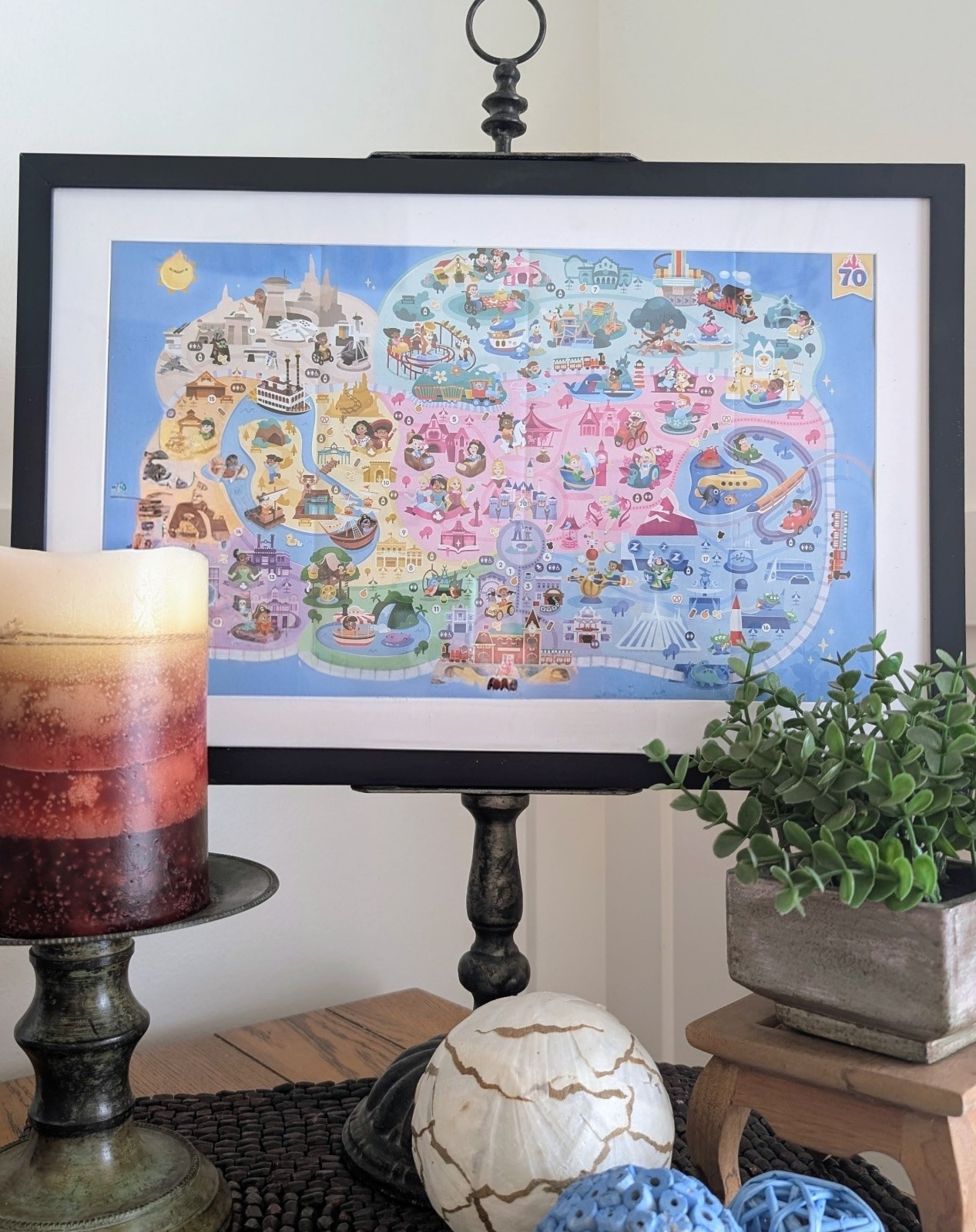 Disneyland 70th Anniversary Guidemap Framed Disney Park Map Wall Art Family...