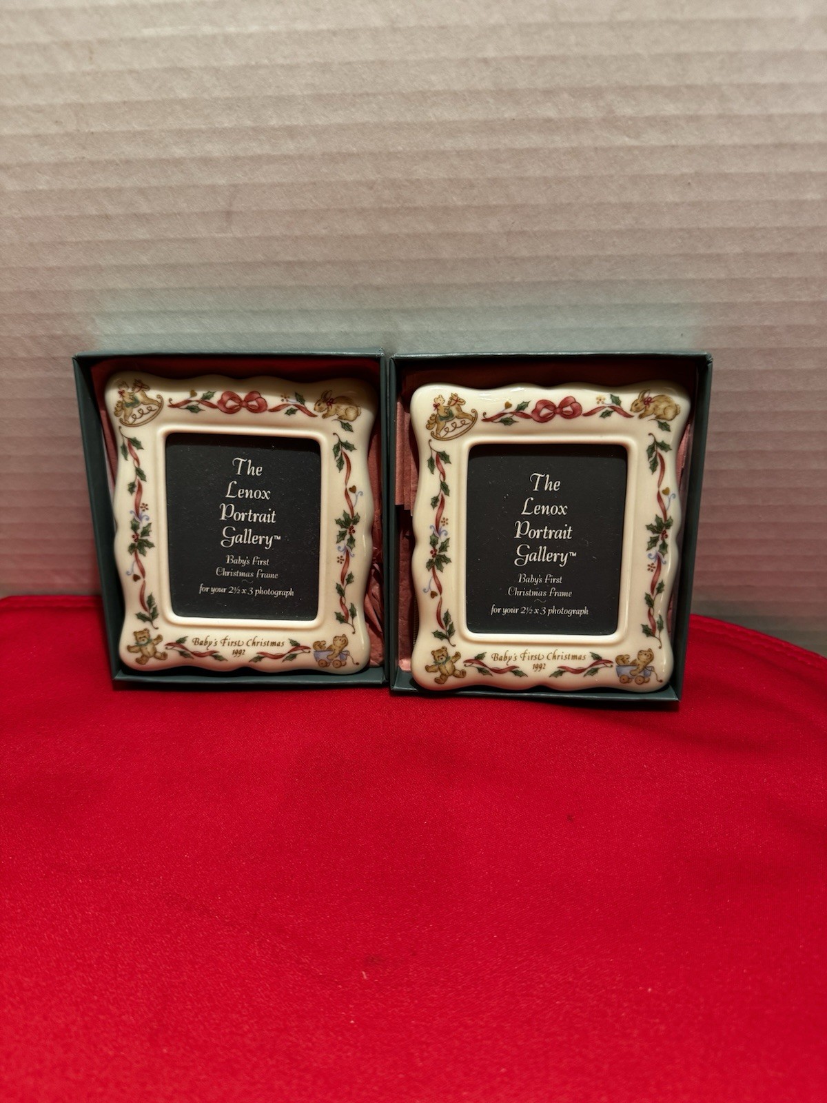 Lenox Baby First Christmas 1992 Porcelain Picture Frame 2.5x3 Vintage Open Box