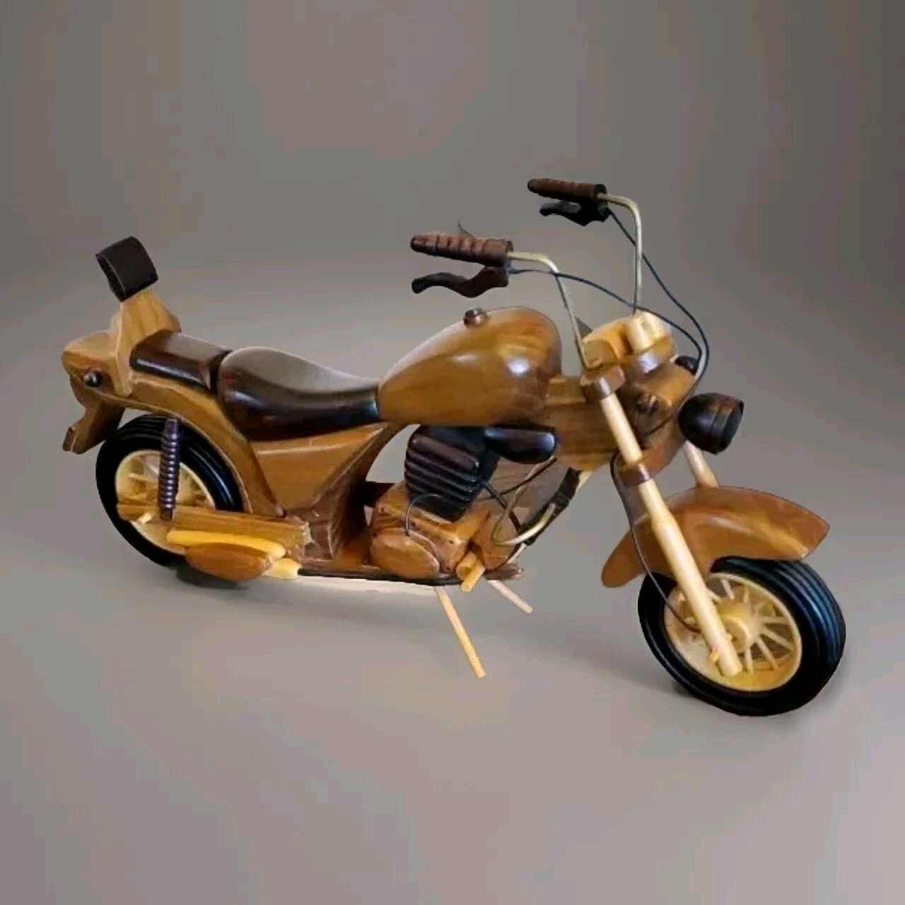 Vintage Handmade Wooden Chopper Motorcycle Bikercore Decor