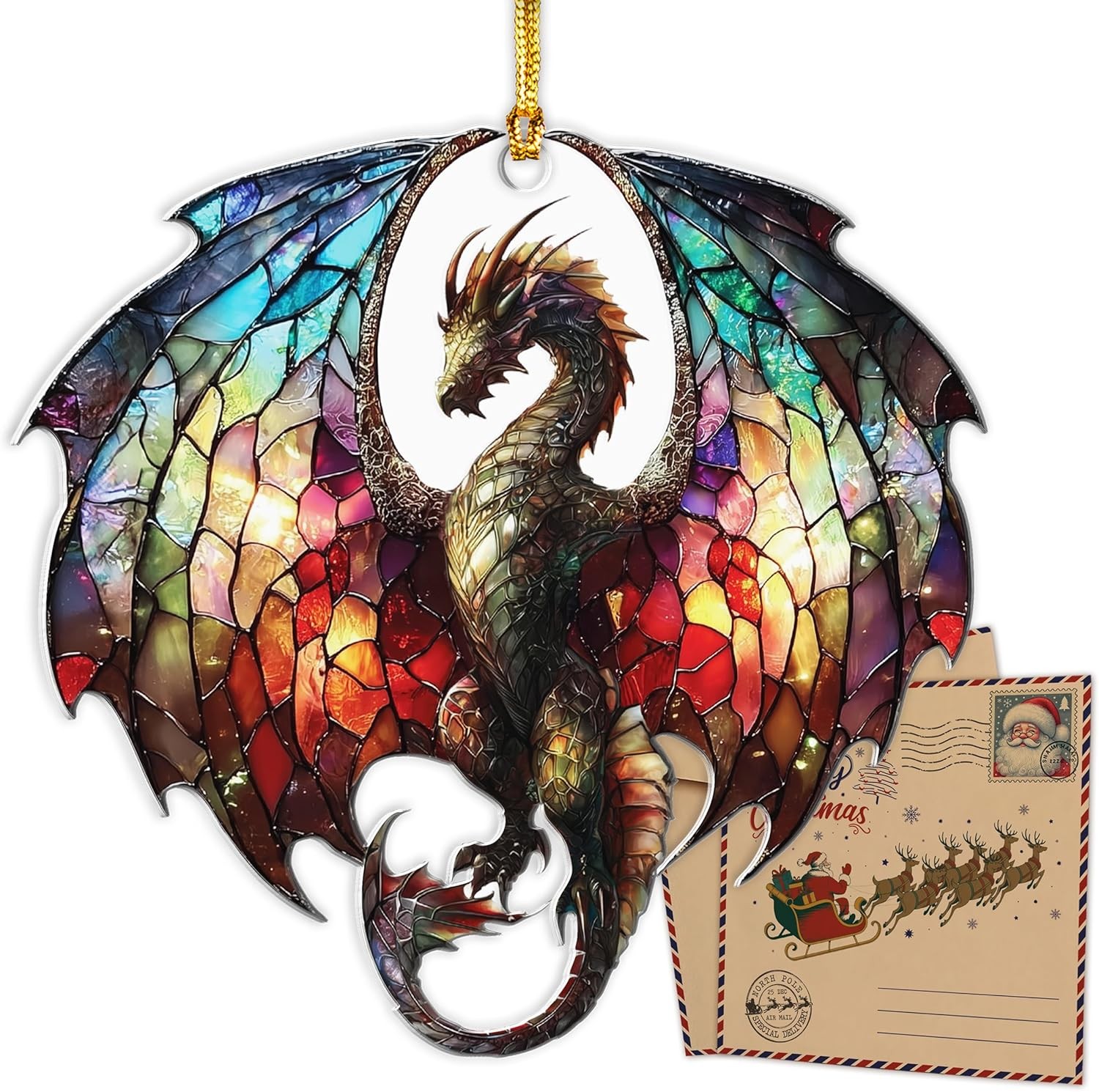 Dragon Stained Glass Ornament - Christmas Ornaments 2025 - Dragon Stained Glass Ornament - Christmas Ornaments 2025 -