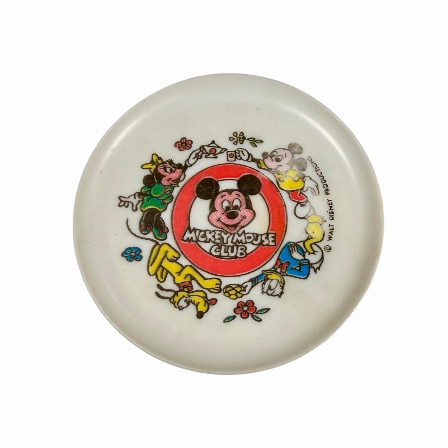 Vintage Mickey Mouse Club Plastic Coaster Walt Disney Productions Character Art Vintage Mickey Mouse Club Plastic Coaster Walt Disney Productions Character Art