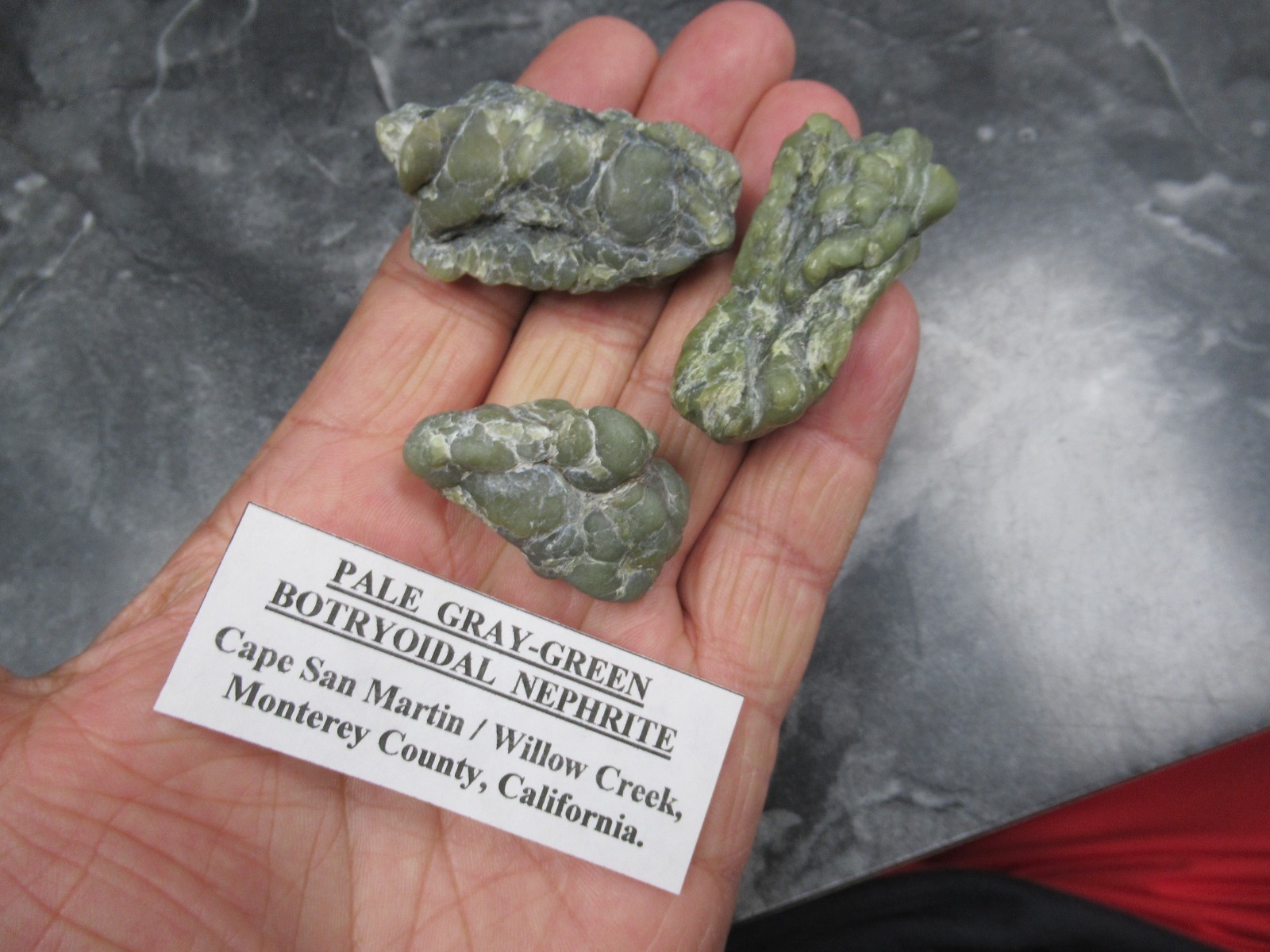 3 Nephrite Botryoidal Pebbles Cape San Martin Willow Creek Monterey California