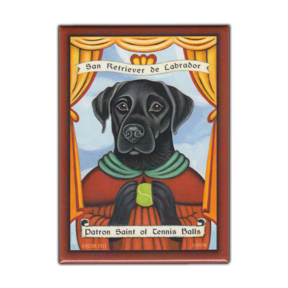 Retro Pets Magnet, Patron Saint, Black Lab Dog (Labrador Retriever), 2.5