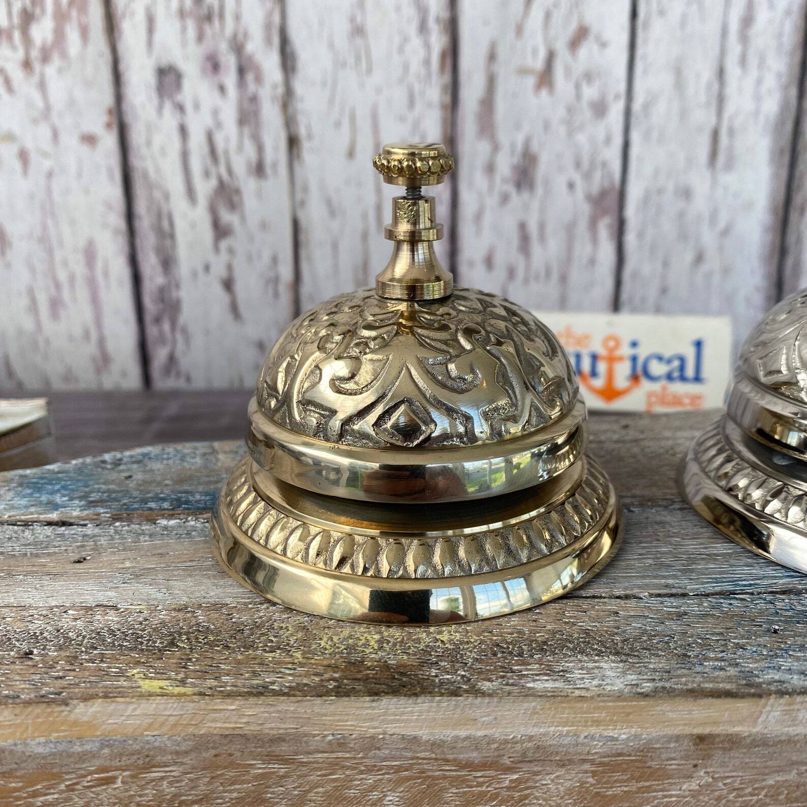 Victorian Brass Desk Bell w/ Ringer - Antique Vintage Style - Retail Countertop 