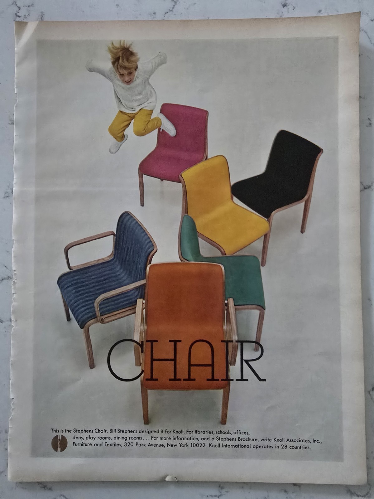 1968 Knoll Bill Stephens Design Chairs vintage Furniture ad