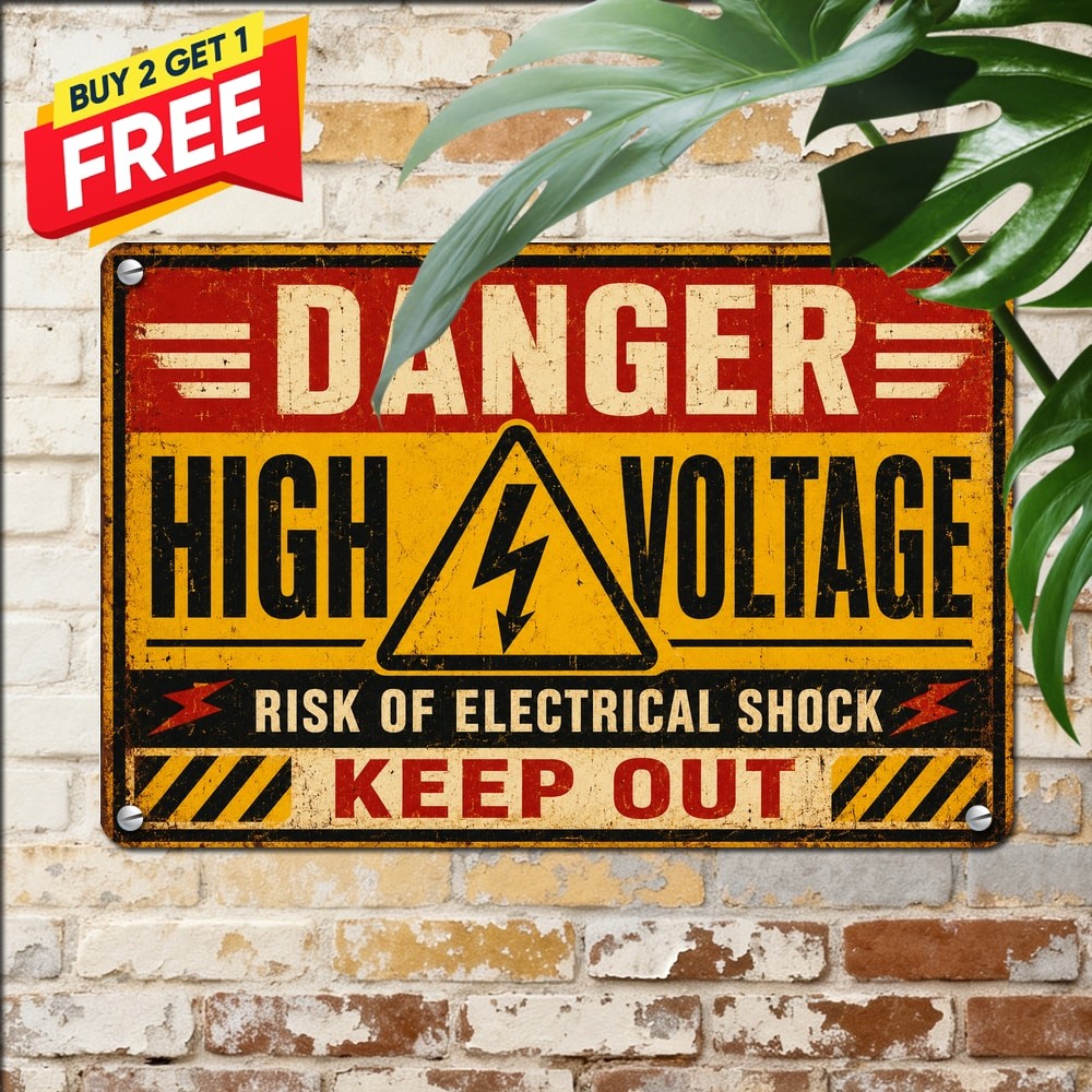 Danger High Voltage Warning Sign Electrical Hazard Safety Metal Plaque