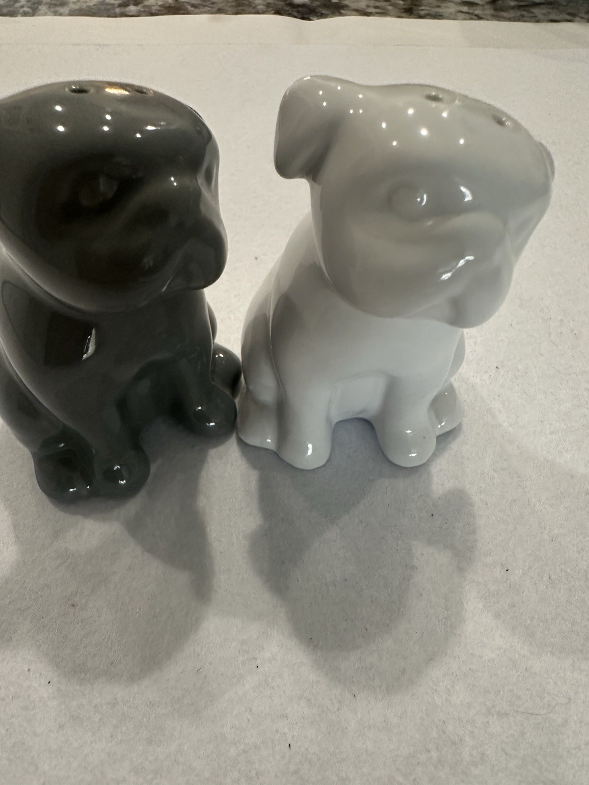 Food Network Bull Dog Salt and Pepper Shakers Ceramic With Plugs