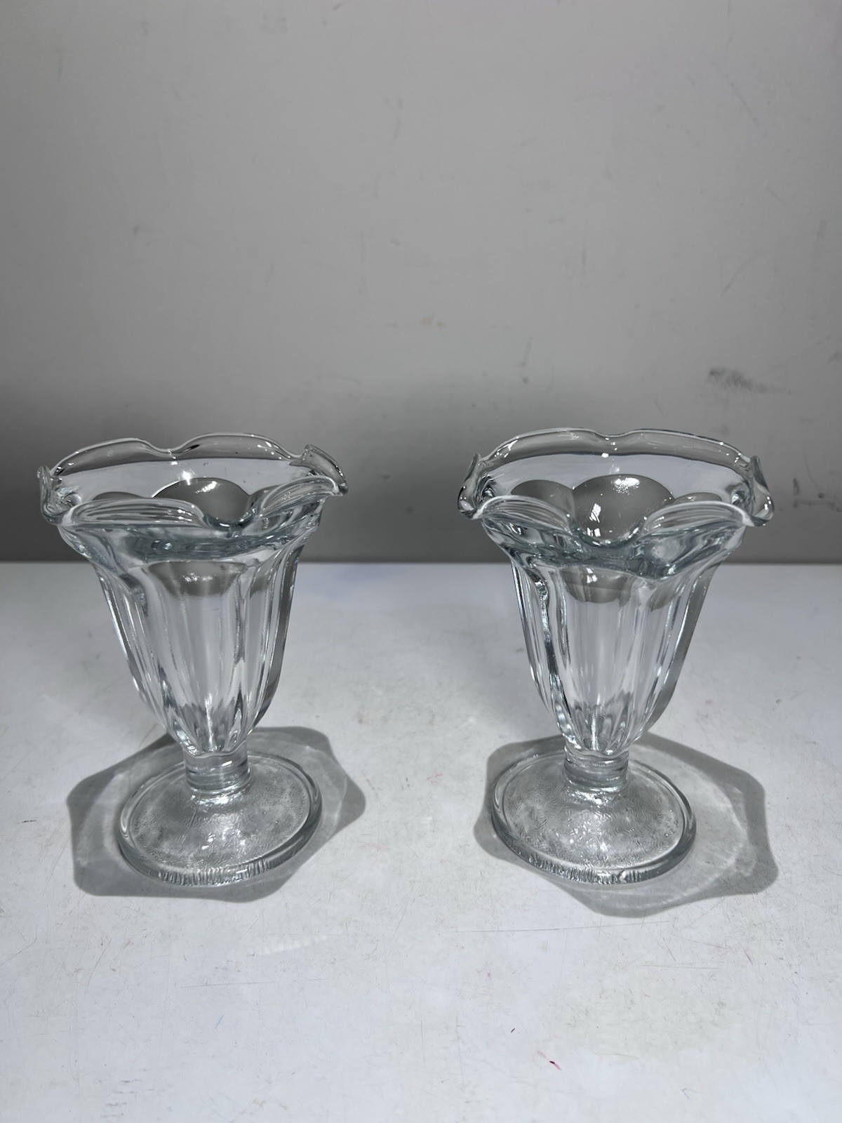 Glass Tulip Footed Ice Cream Sundae Sherbet Dish Canada  - 5 3/4 Inches tall.  2