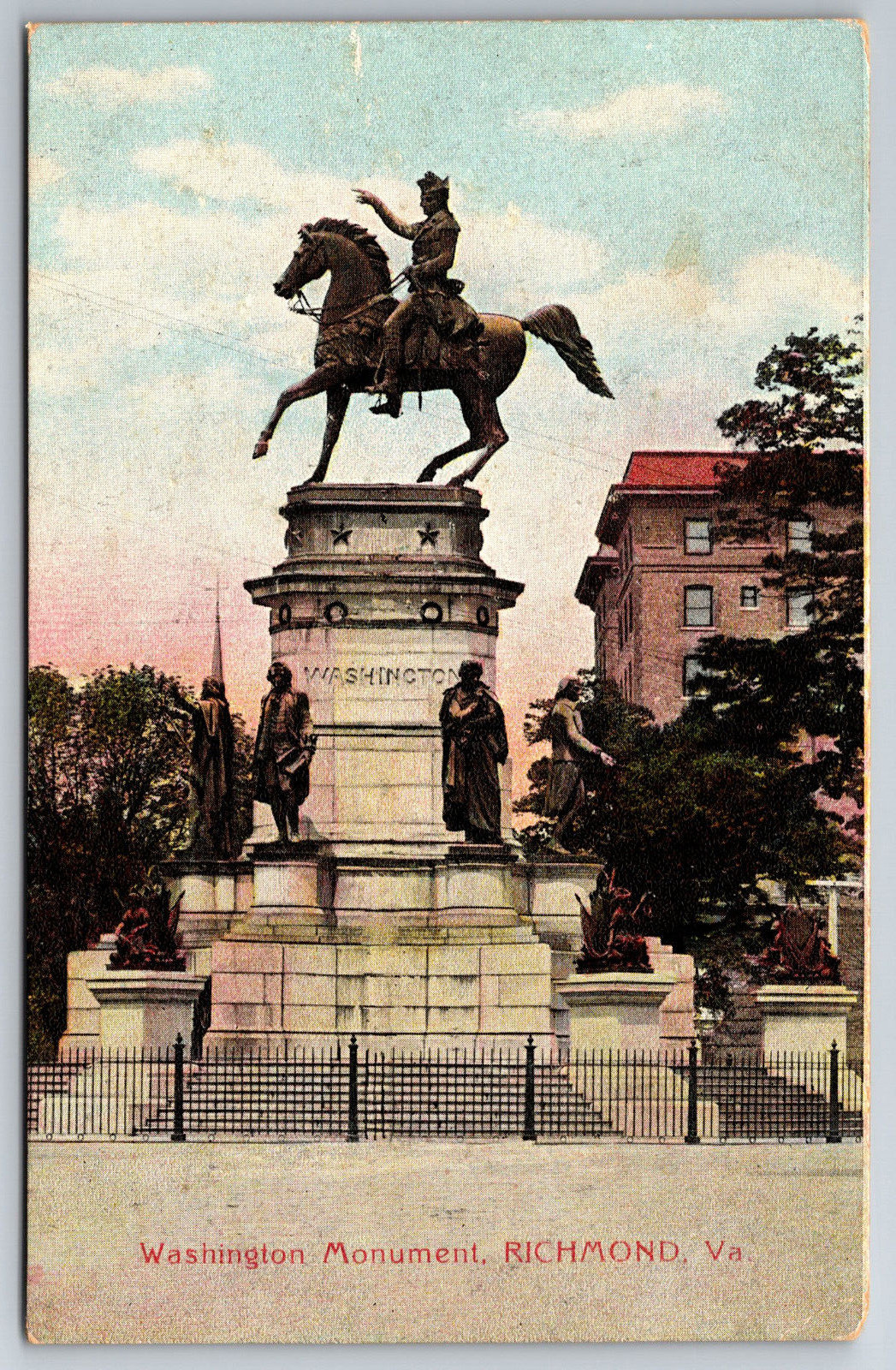 Vintage Postcard VA Richmond Washington Monument c1909 -4874