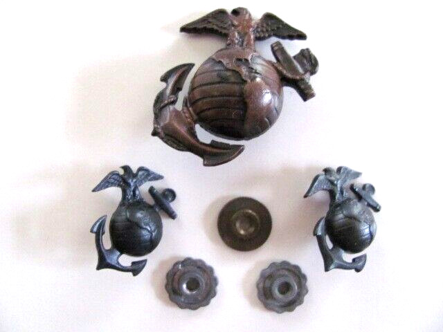 WW II USMC EGA BADGE SET, EAGLE GLOBE ANCHOR MARINE CORPS, ANTIQUE, NICE WW II USMC EGA BADGE SET, EAGLE GLOBE ANCHOR MARINE CORPS, ANTIQUE, NICE