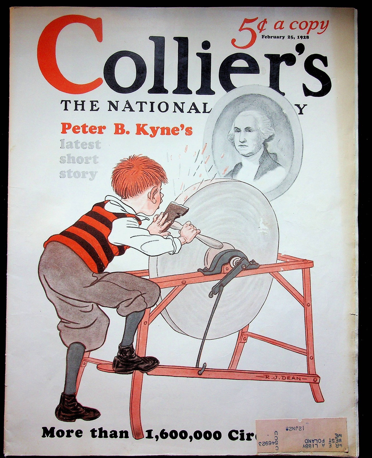 George Washington R J Dean Cover Collier\'s Magazine February 25 1928
