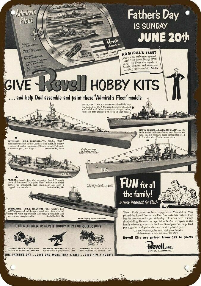 1954 REVELL ADMIRAL\'S FLEET Ships Vintage-Look **DECORATIVE REPLICA METAL SIGN**