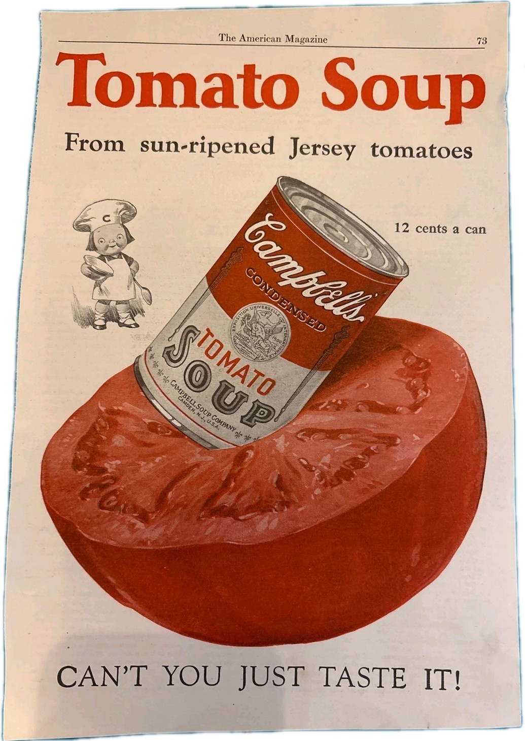 1925 Campbell\'s Tomato Soup Original Vintage Print Ad Can Kitchen Decor Ephemera