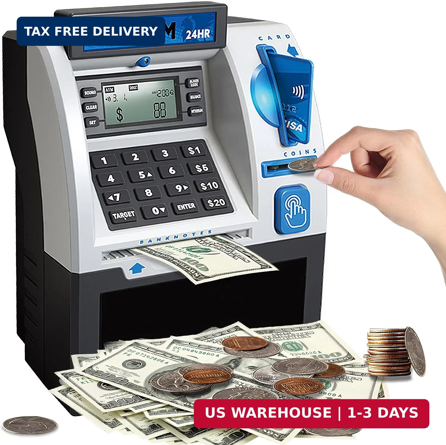BKstar Kids ATM Piggy Bank with Debit Card & PIN - Electronic Money Bank with Di BKstar Kids ATM Piggy Bank with Debit Card & PIN - Electronic Money Bank with Di