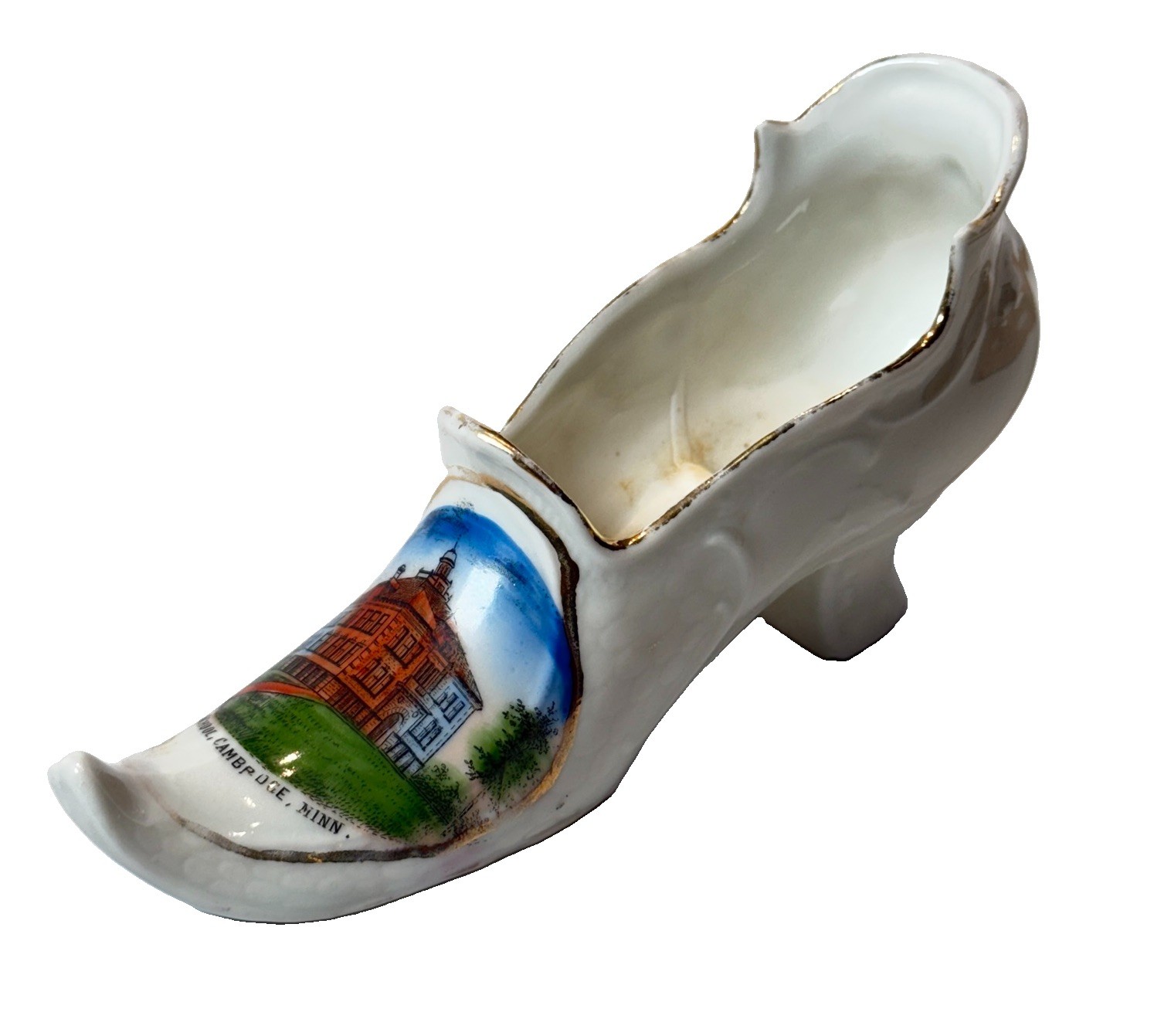 HIGH SCHOOL - CAMBRIDGE MN MINNESOTA  Souvenir ANTIQUE TRINKET CHINA SHOE