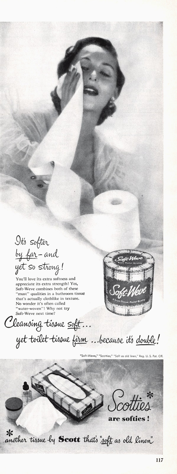 She REALLY Likes Soft-Weve Scott Paper Co Bathroom Tissue Vtg 1951 Mag Print Ad