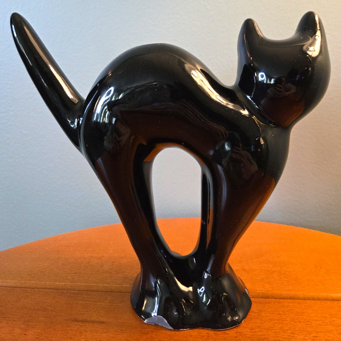 Vintage Limited MCCOY Black Ceramic Cat Candle Holder Halloween Decor