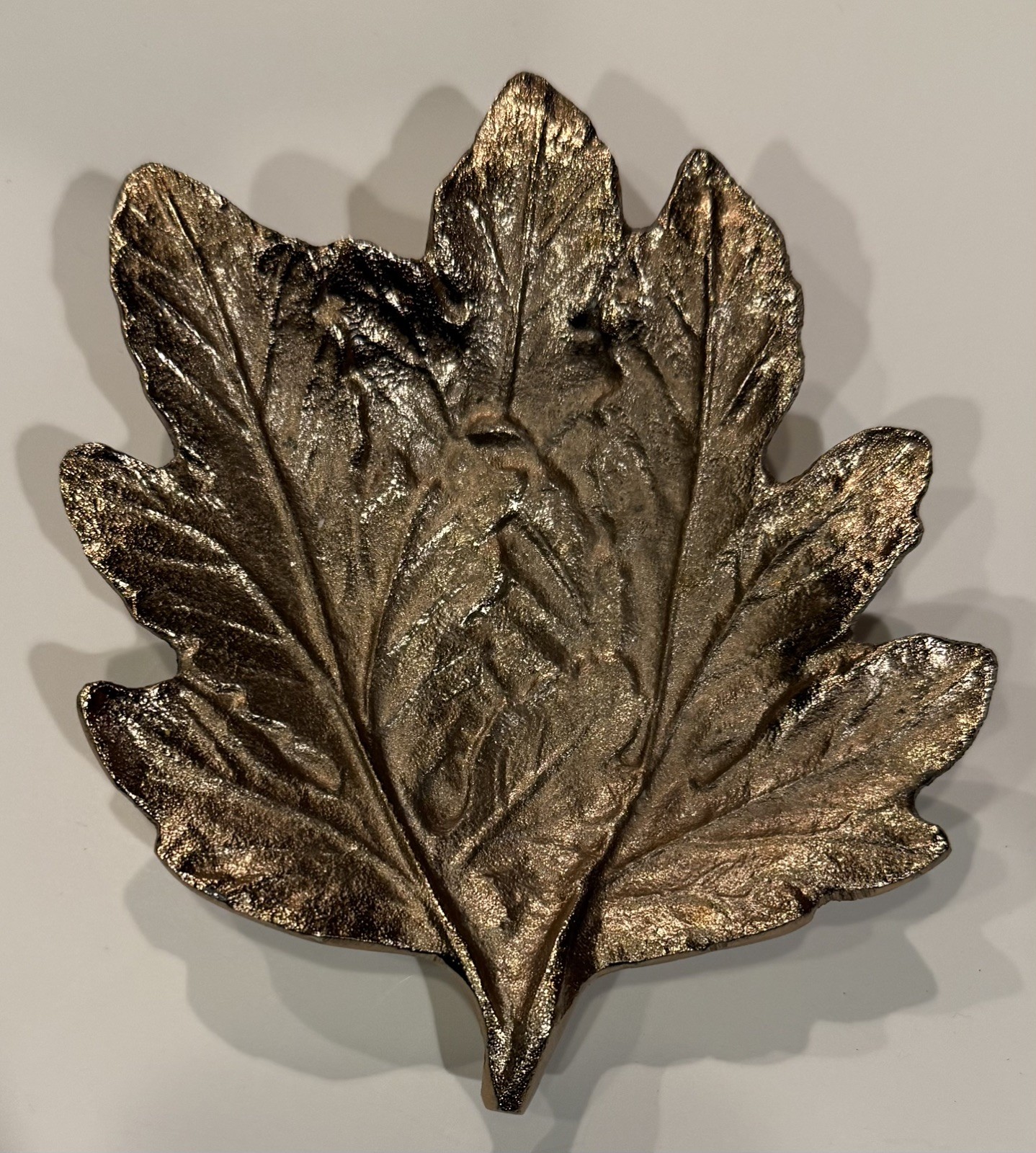 Antique Vintage Leaf Art Metal Trinket jewelry tray. Great stocking stuffer