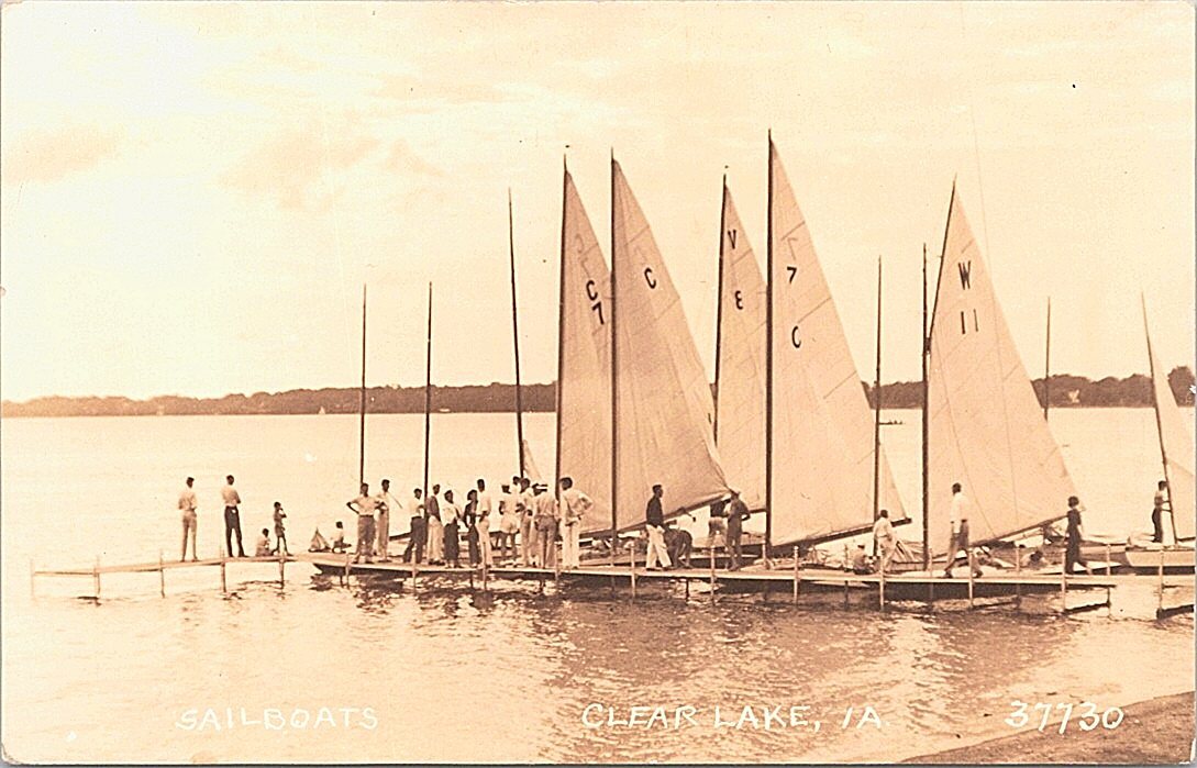RPPC Clear Lake Iowa Sailboats at the Docks 1930s