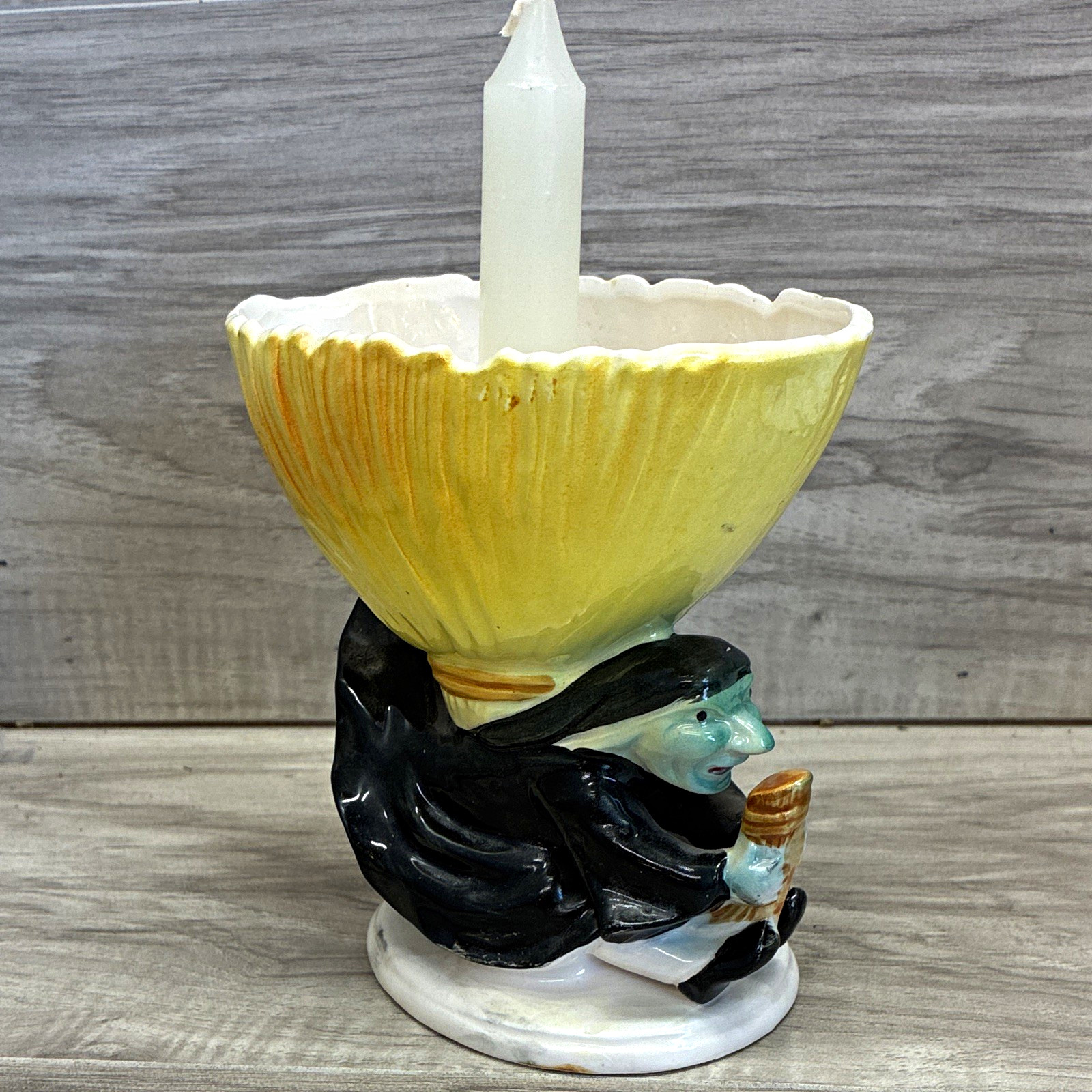 Vtg E.O. Brody Halloween Witch Taper Candle Holder / Planter