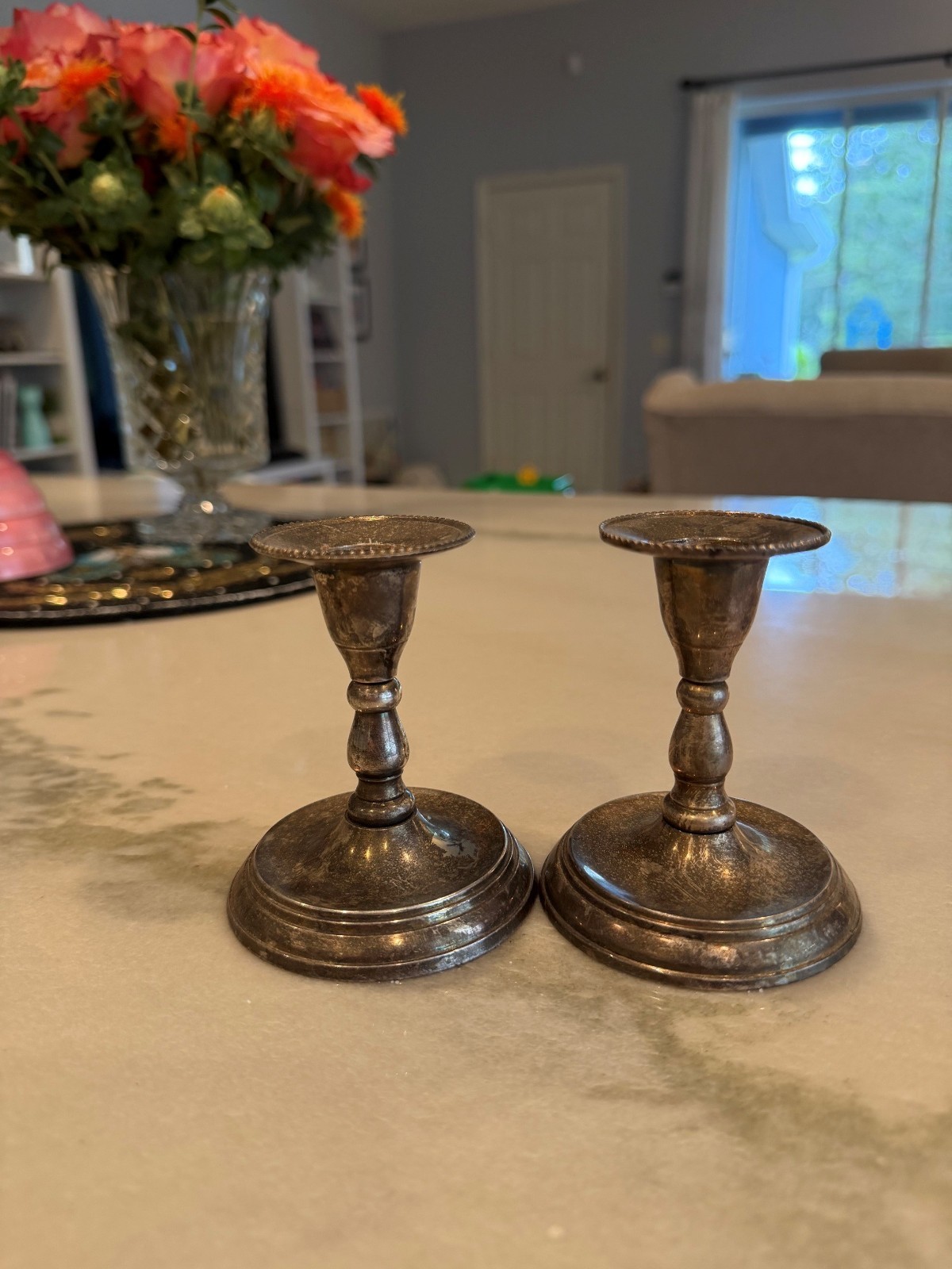 Vintage Silver Plated Taper Candlestick Holders Pair 3.5