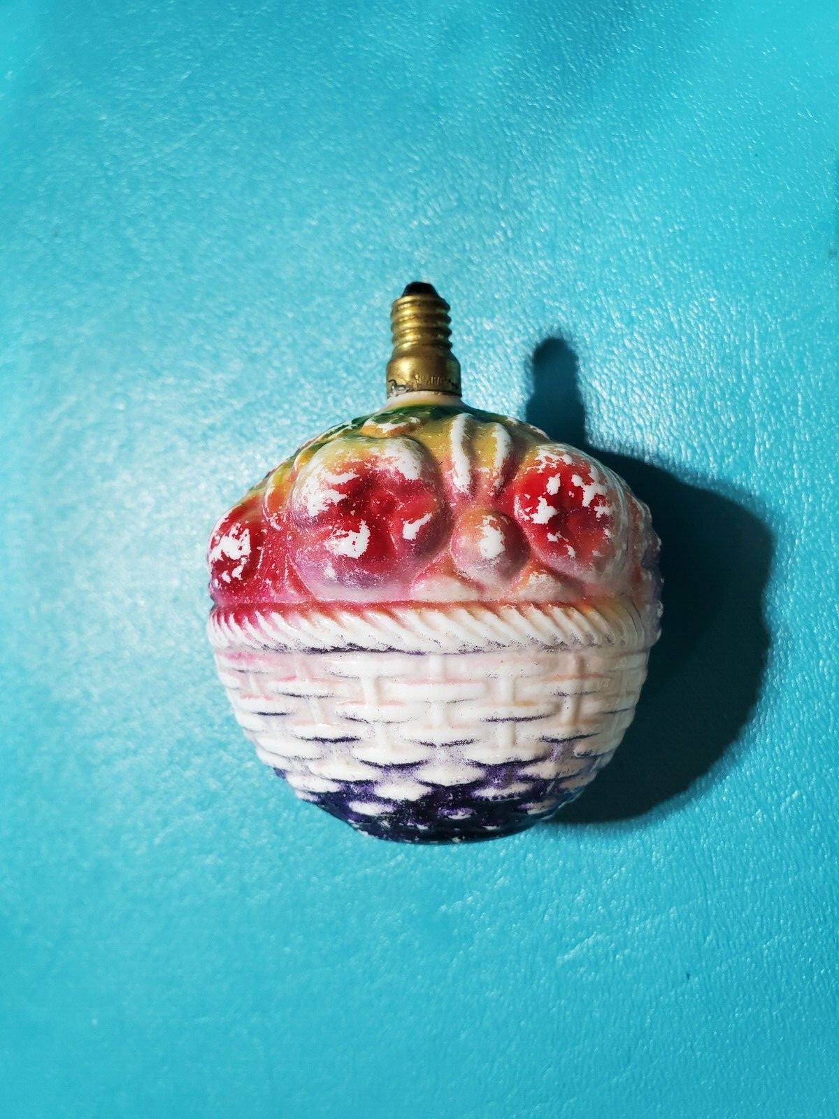 Fruit Basket Large Figural Milk Glass Christmas Light Bulb
