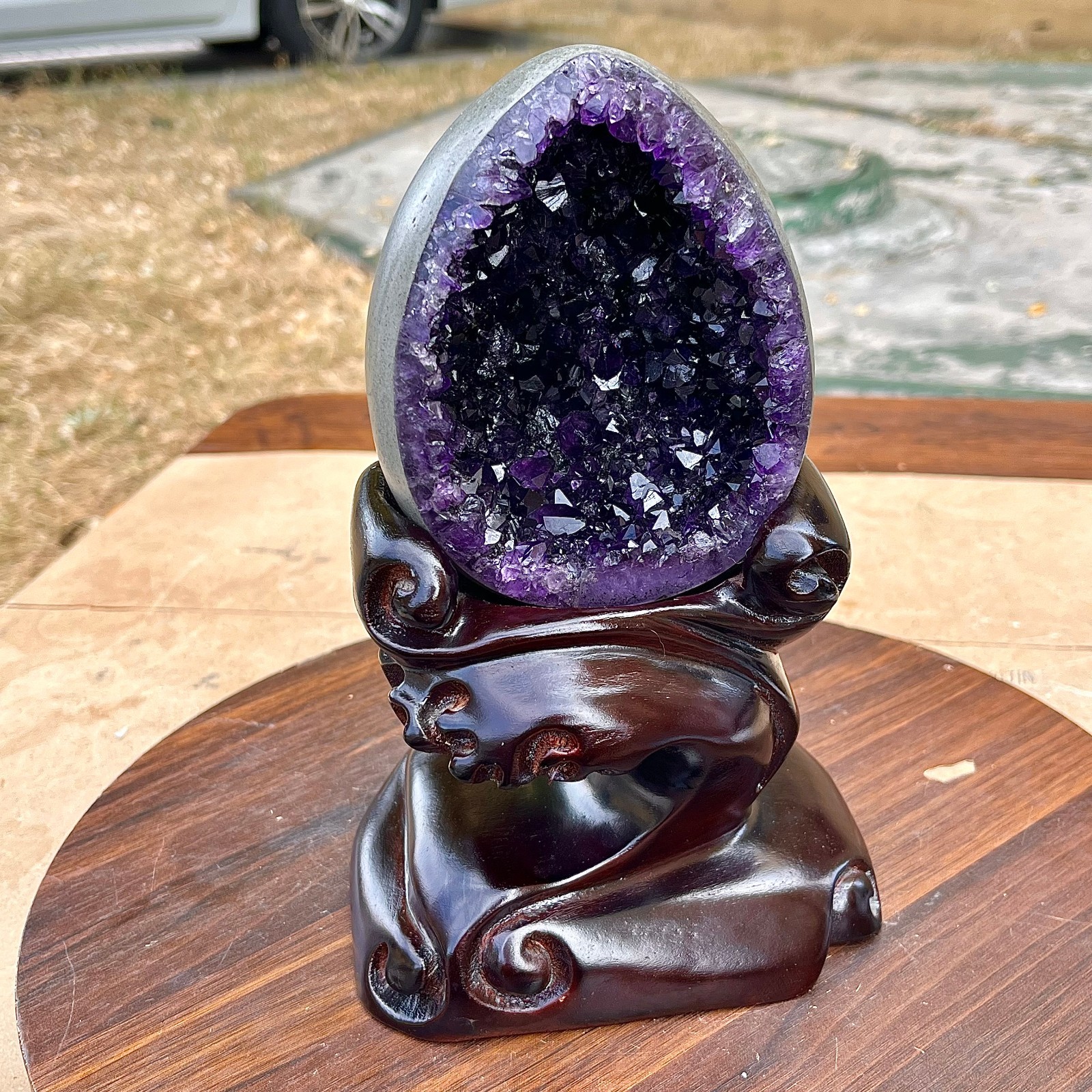 2.07LB A+ Natural Rare Uruguayan amethyst dragon egg cave decoration