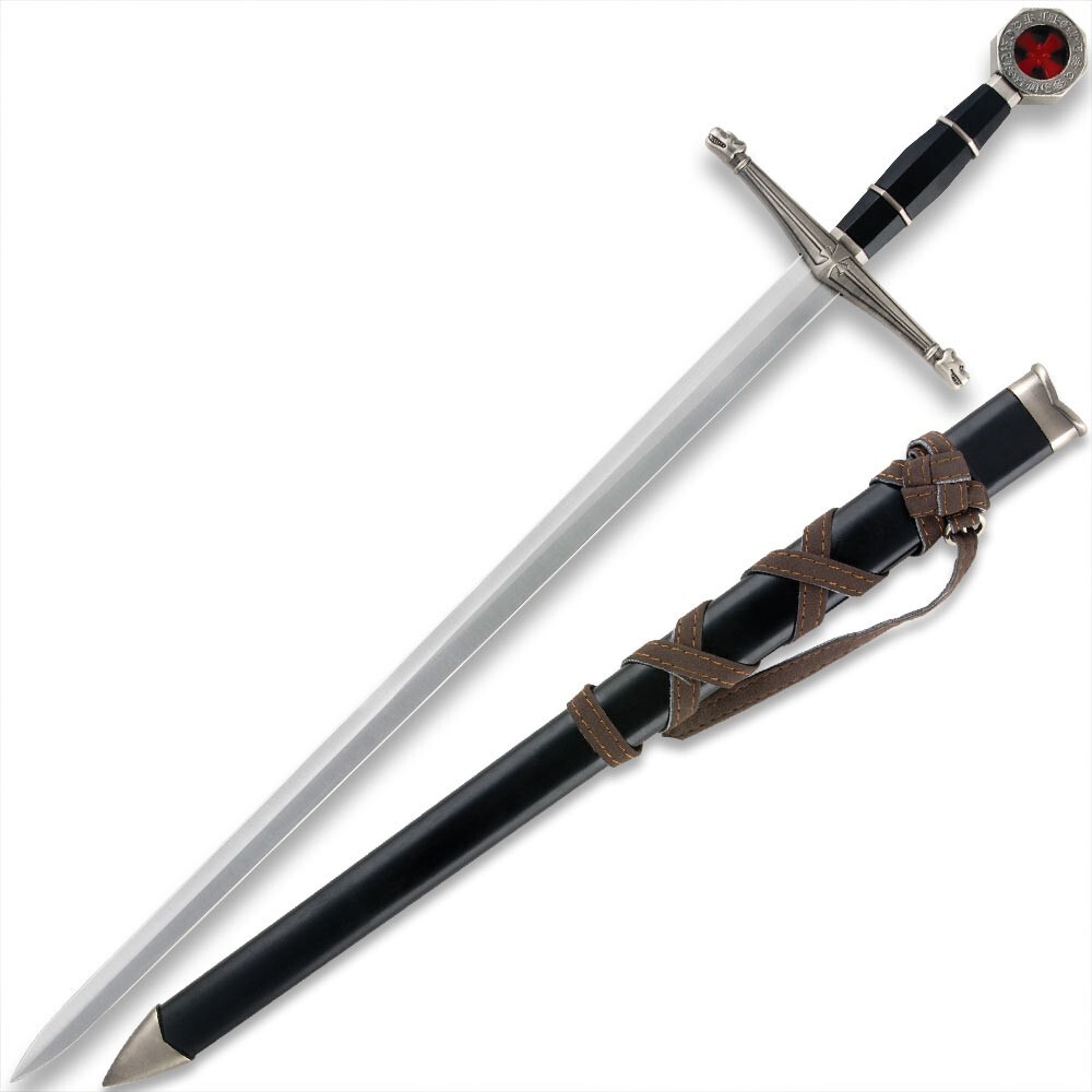 Black Prince Medieval Broadsword Replica | Leather Wrapped Scabbard | 22.5\