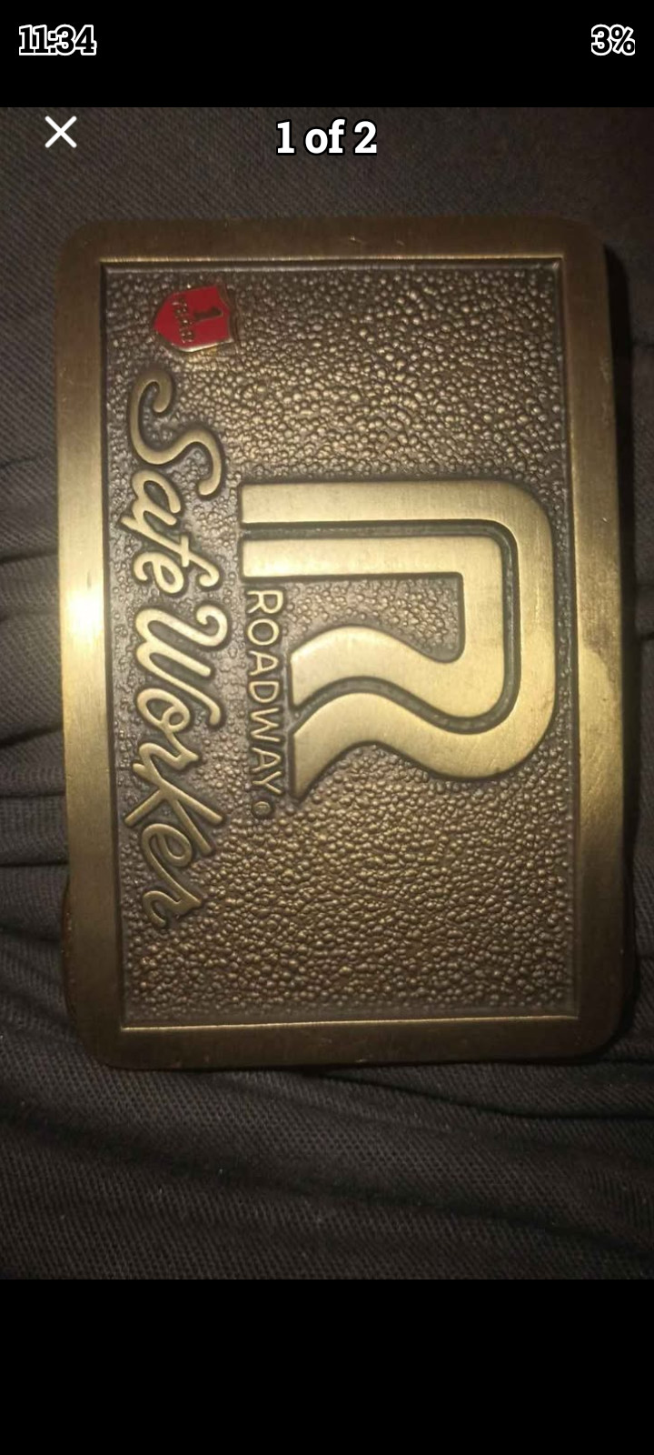 Vintage Roadway Express Safe Worker 1 Year Belt Buckle Brass Balfour USA Stamped