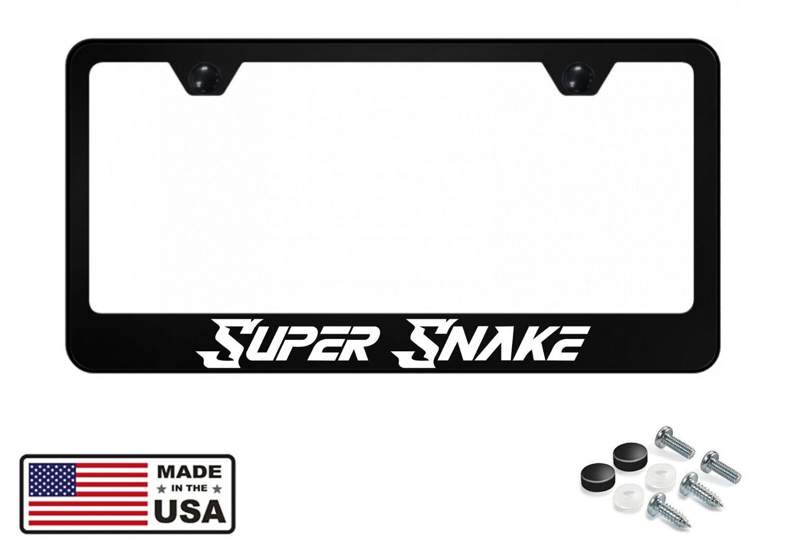 Reflective Super Snake Mustang License Plate Frame 100% Steel W/ Screws and Caps