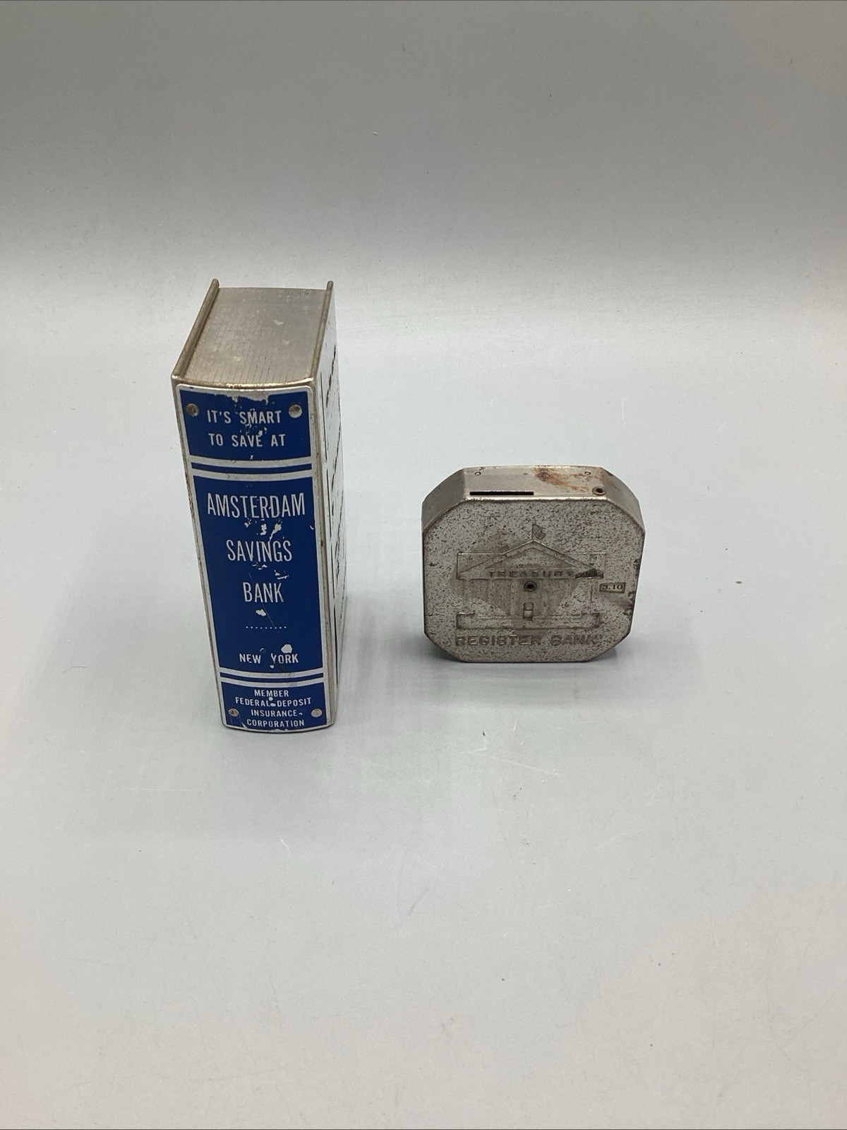 (2) Vintage Metal Money Banks Lot *Estate Find*