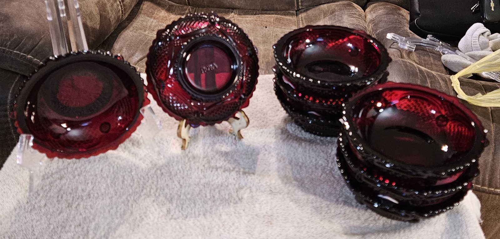 Avon Vintage 1876 CapeCod RubyRed Collection 5 1/4” Fruit/Dessert Bowls Set Of 8