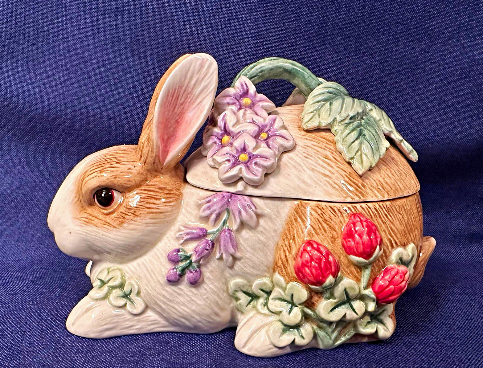 Vintage Fitz & Floyd Botanical Bunny Rabbit Lidded Box—candy, sugar, trinkets Vintage Fitz & Floyd Botanical Bunny Rabbit Lidded Box—candy, sugar, trinkets