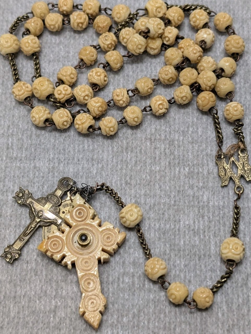 Antique 1879 Our Lady of Knock Rosary Stanhope Lens Cross Case Repair