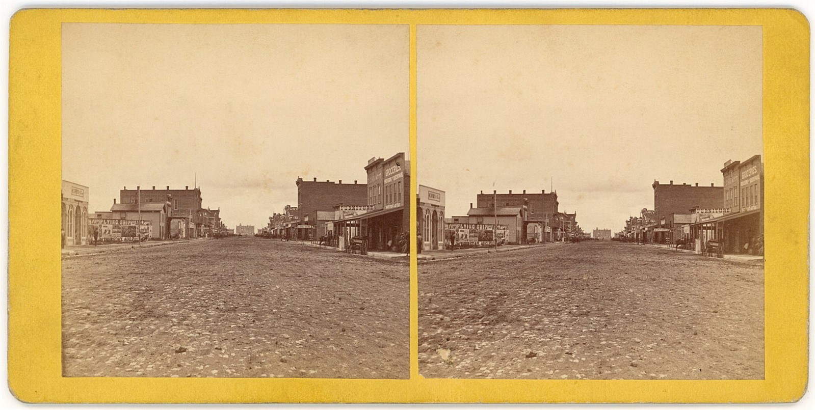 KANSAS STEREOVIEW - Emporia Street Scene - NF Ames 1870s VERY RARE