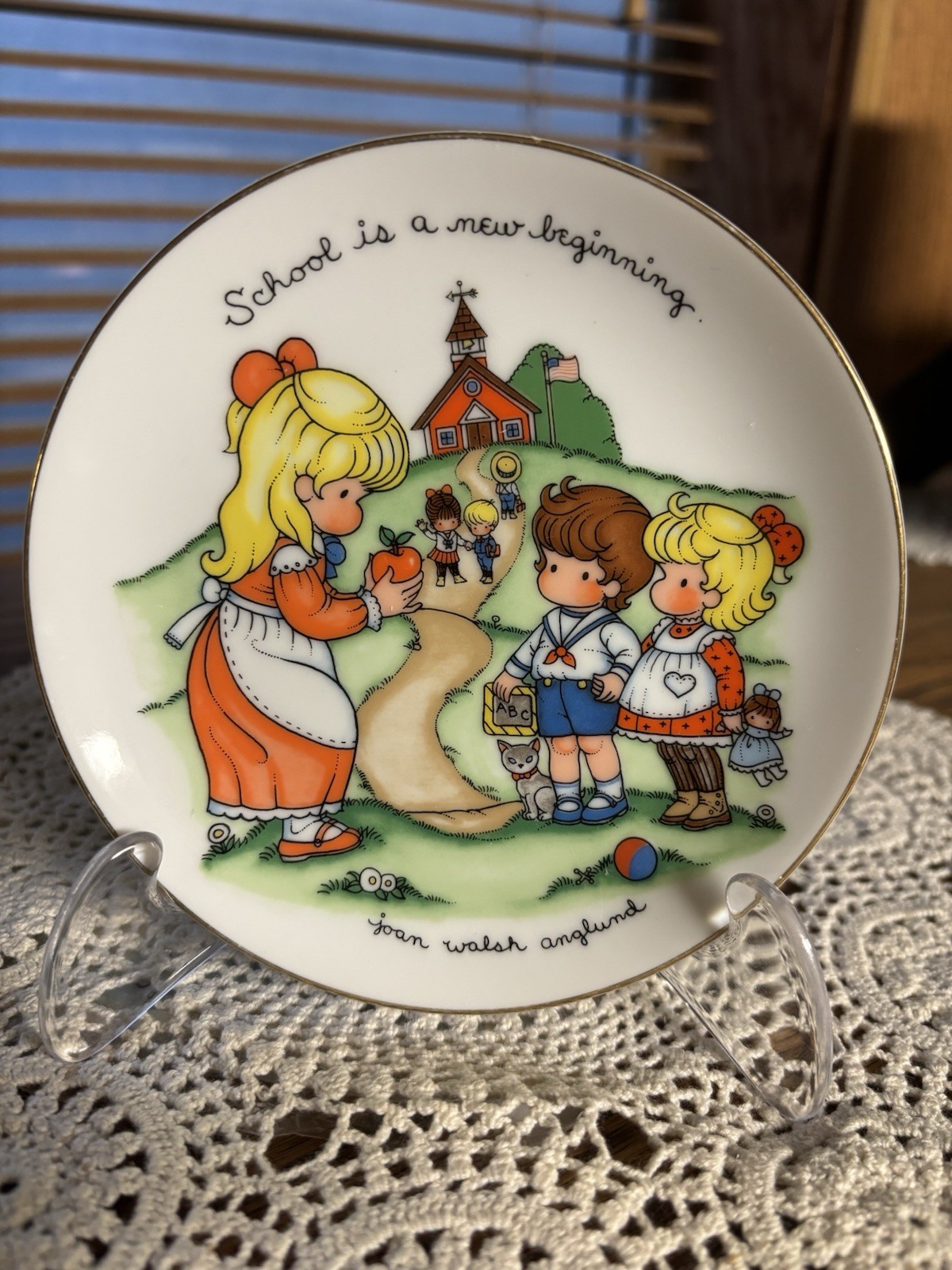 Avon Vintage 1986 Porcelain Plate Joan Walsh Anglund School Is New Beginning 5”
