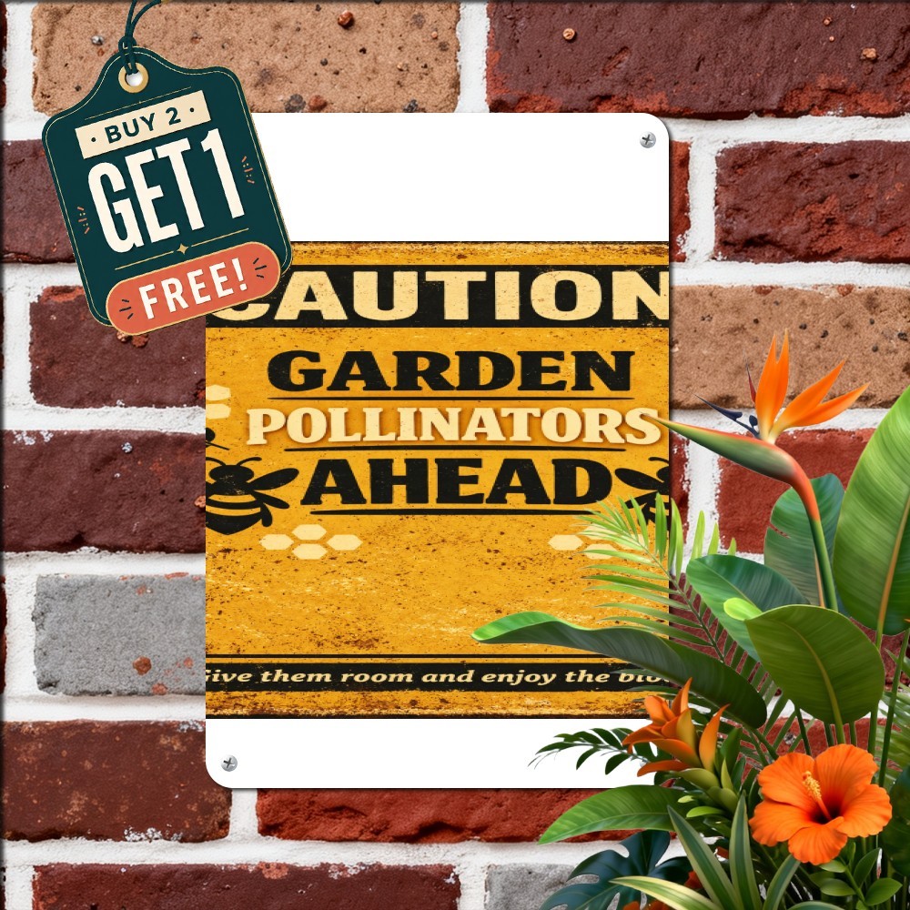 Caution Active Bees Metal Sign Honeycomb Rustic Apiary Tin Wall Plaque 8x12