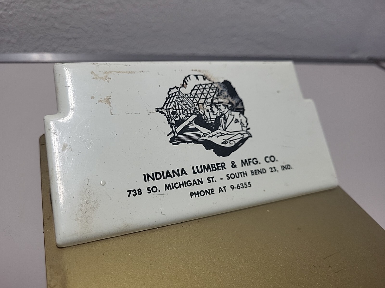Vintage Indiana Lumber 1930s Metal Clipbard Advertising  Gold South Bend Vtg