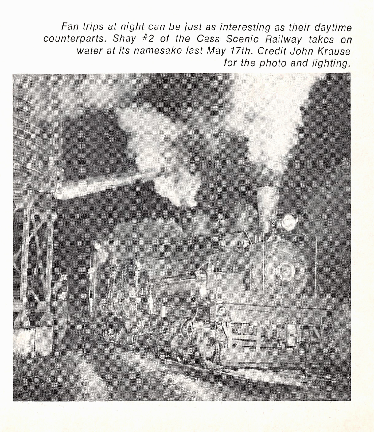 Cass Scenic Railway Shay #2 Steam Locomotive Cass WV Night Water Tank Mag Image