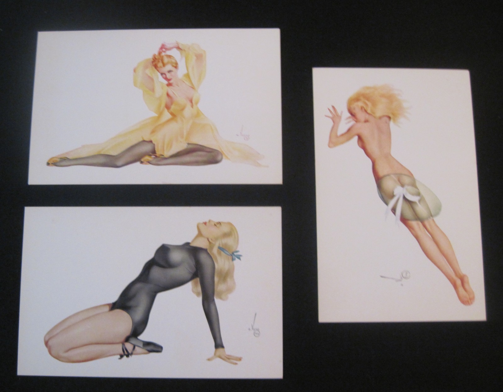 3 1940s Vargas Girl Esky Card Postcard Pinups