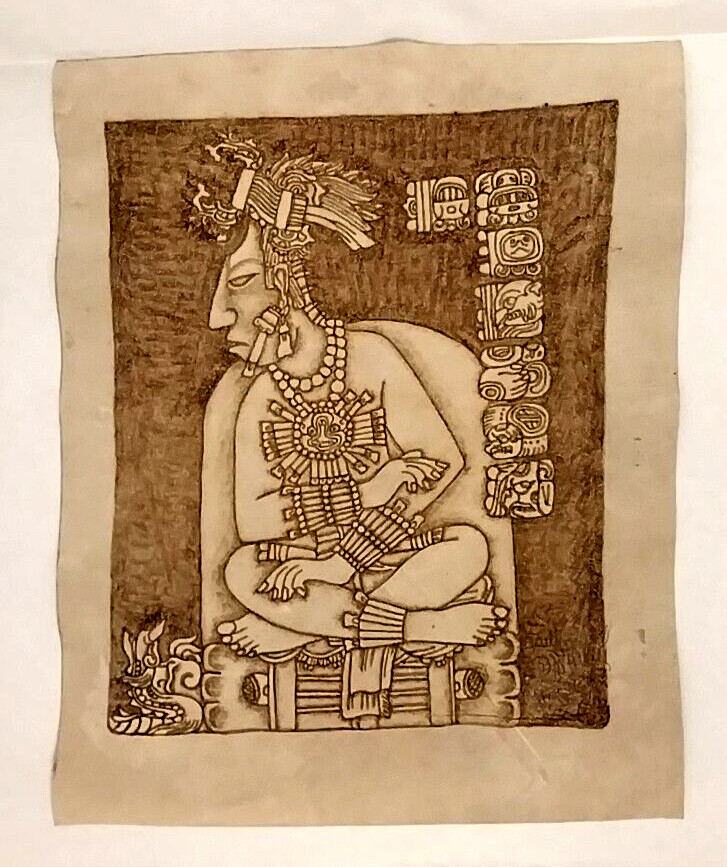 Mayan Pacal Hieroglyph Palenque Mexico on Leather 11\