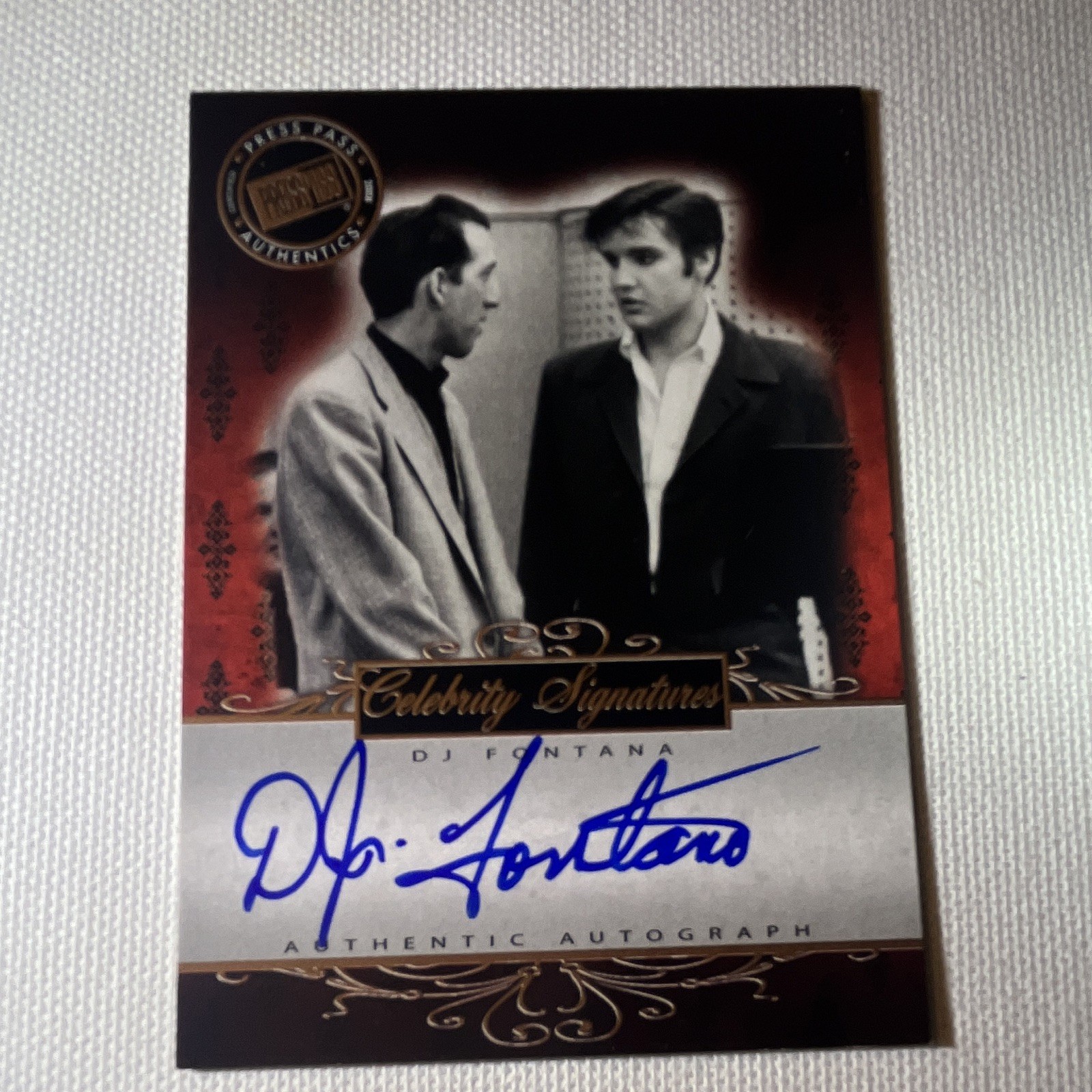 DJ FONTANA 2008 PRESS PASS ELVIS BY THE NUMBERS CELEBRITY SIGNATURES AUTO DRUMS