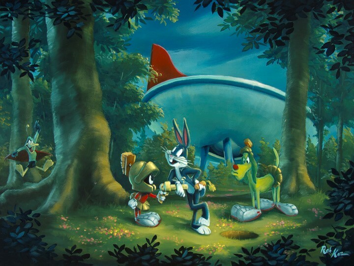 Warner Brothers-LE Canvas Signed Rob Kaz-Hare-y Situation-Bugs/Daffy/Marvin/K-9
