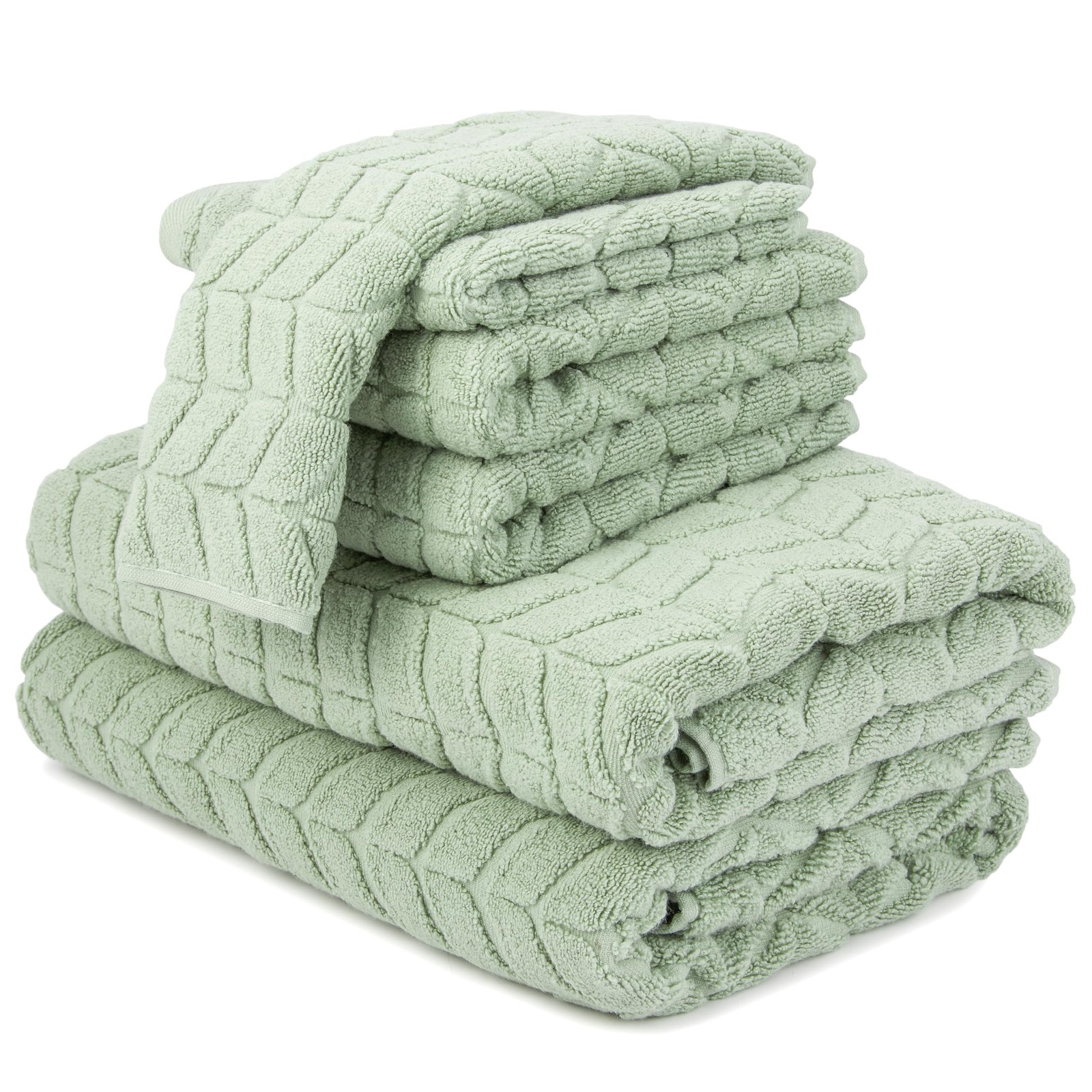 Alusa Home 700 GSM 6 Piece Zero-Twist Long-Staple Cotton Towel Set - Eucalyptus Alusa Home 700 GSM 6 Piece Zero-Twist Long-Staple Cotton Towel Set - Eucalyptus