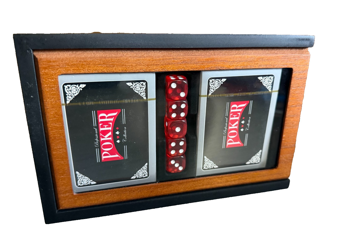 Classic Poker Set - Cards & Dice - Wooden Box