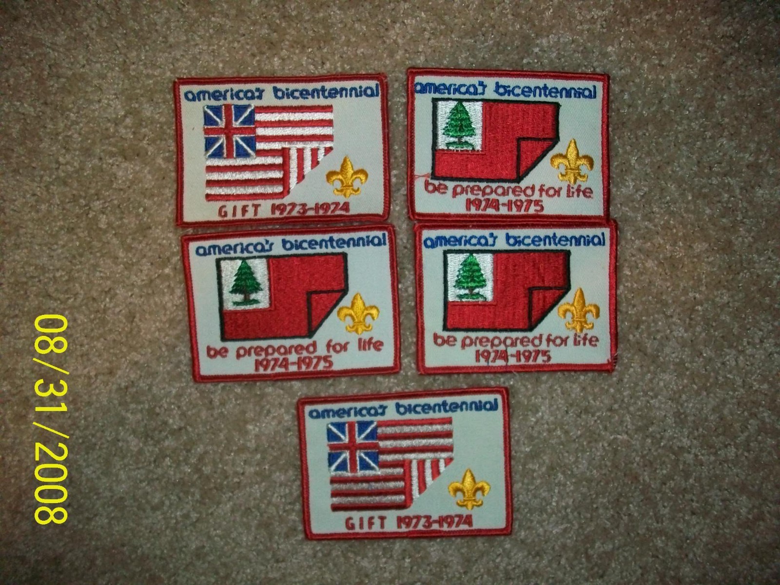 5-Vintage 1973-75 Americas Bicentennial Patches Be Prepared & Gift 5-Vintage 1973-75 Americas Bicentennial Patches Be Prepared & Gift